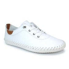 Bomba de cuero Lunar St Ives Plimsoll blanca