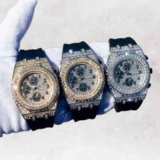 RELOJ HIP HOP BANDA SILICONA HELADA LUJO SIMULADO DIAMANTE BLING BISEL OCTÁGONO