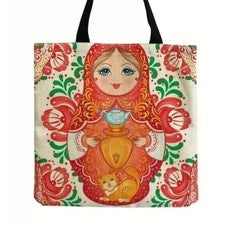 Bolso de hombro de viaje informal con estampado de muñeca rusa de anidación 15 x 15 pulgadas