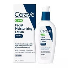 Loción hidratante facial ultraligera CeraVe PM - 3 fl oz. EXP 02/2027