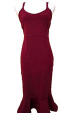 Vestido Boohoo Para Mujer-14 Tirantes Coqueto Borgoña Corto Dobladillo Peplum Favorecedor