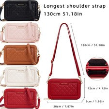 Mujeres Bandolera Cartera Cuero Doble Cremallera Bolso sin asas Teléfono Celular Cartera Ranuras para Tarjetas