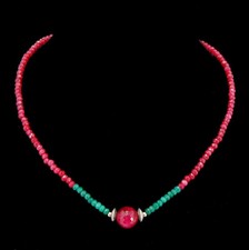 Collar de cadena de rubí y esmeralda con collar de piedras preciosas de turmalina regalo RS0107