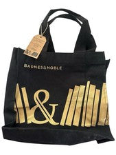Bolso de Mano de Lona A Bag of Books Negro/Dorado Re-Envoltura para Barnes and Noble Nuevo con Etiqueta