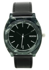 NUEVO Reloj analógico para mujer Nixon A328-039 resistente a arañazos correa de cuero negro SS