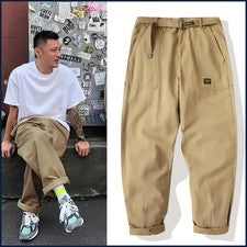 Hombres Retro Americano Ropa de Trabajo Pantalones de Carga Rectos Informales Sueltos Moda
