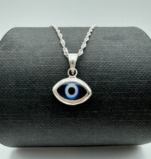 Collar Colgante Protección Dije Mal de Ojo Plata de Ley 925 18" 20" 22" 24"