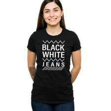 Pantalones de mezclilla negros blancos para mujer Zig Zag Elegancia Camiseta Elegante Moda Top WZZT1