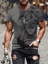 Camisetas Art Lion estampado gráfico 3D moda manga corta ligeras y sedosas