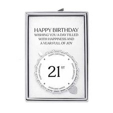 Pulsera elástica con dije de corazón de cumpleaños 21 con caja de regalo de cotización