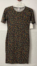 Vestido ajustado estilo midi Julia floral negro pequeño Lularoe para mujer ¡NUEVO CON ETIQUETAS! A6195