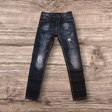 Pantalones de mezclilla para hombre talla 29 colección de calidad de moda rasgados azul lavado oscuro elástico
