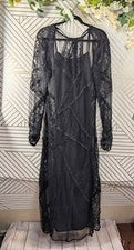 Maxi Vestido Para Mujer de Encaje Negro Espalda Abierta Pierna Abertura Agujeros para Pulgar Talla 8 ASOS DESIGN