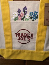 TU NOMBRE Bolso de Mano Trader Joes Mini de Lona Amarillo Adornado Diseño Floral