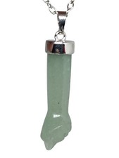 Collar Puño Figa Colgante Jade Piedras Preciosas Mano Fico Protección Mal de Ojo En Caja