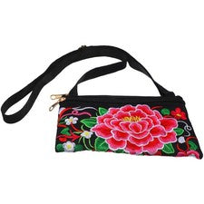 Bolsos de mujer para trabajo estilo bohemio bolso bordado flores cartera