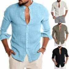 Camisas De Hombre De Vestir De Hilo De Moda Elegantes Para Caballeros Camisetas]