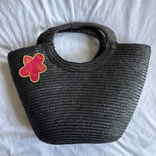 Bolso de Hombro Vintage YSATIS Givenchy Negro Paja Alta Costura Primavera Para Mujer