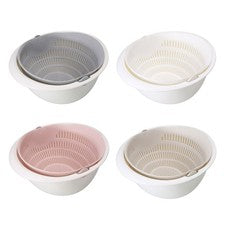 Sistema de escurridor de dos piezas para la preparación eficiente de alimentos en la cocina