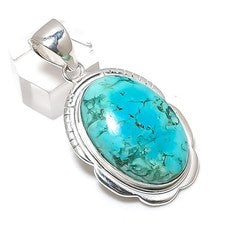 Colgante de joyería de plata de ley 925 con piedras preciosas turquesa tibetana 2,05" T671