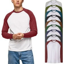 Camiseta raglán de manga larga para hombre equipo de béisbol adolescente camiseta moda cuello redondo S-2X