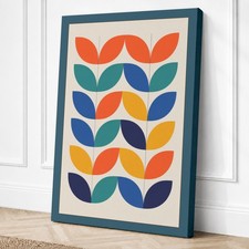 Impresión en lienzo geométrica con patrón de hojas rítmicas arte de pared decoración del hogar listo para colgar