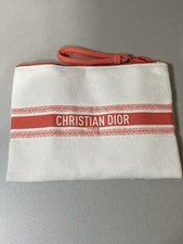 Bolso con cremallera de tela de rizo CHRISTIAN DIOR maquillaje y artículos de tocador con asa extendida ~Nuevo~