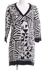 Vestido blusa mujer Mango Suit estampado integral blanco negro talla 38 casual elegante