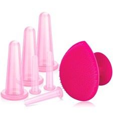Juego de ventosas faciales con 6 tazas de silicona y cepillo exfoliante para el cuidado de la piel