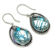 Pendiente de joyería de plata esterlina 925 hecho a mano con piedras preciosa...