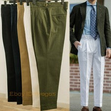 Pantalones informales ajustados de cintura alta estilo británico vintage de algodón Gurkha para hombre