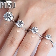 3CT Moissanite Ring Wedding Engagement Ring 925 Silver Solitaire Bands Jewelry