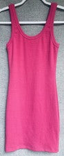 Vestido sin mangas rosa acanalado para mujer S mini ceñido al cuerpo años 90 sin mangas verano Y2K nuevo con etiquetas