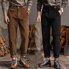 Pantalones con tirantes sueltos informales de pana de moda retro para hombre