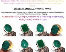 Joyería anillo chapado en plata 925 acabado fino esmeralda simulada para hombre y mujer