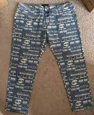 Pantalones de graffiti para hombre y mujer, azules, nuevos con etiquetas para hombre talla 44X32��