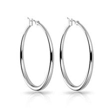 Pendientes de aro chapados en plata de 40 mm