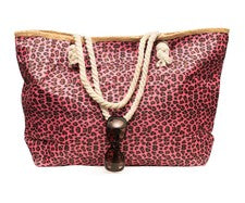 Bolso de playa XXL para mujer Leo patrón rosa bolso de baño bolso de verano cremallera