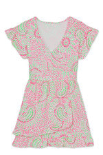 Vestido para mujer - Vestido estampado verde estampado - Mini vestido - Pequeño - Jersey de algodón