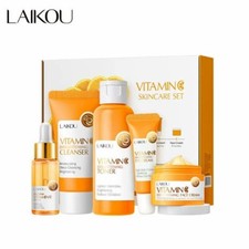 Set de cuidado facial de la piel con vitamina C limpiador facial suero refrescante crema de ojos esencia