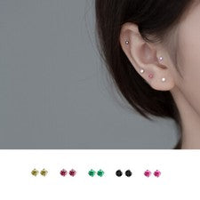 Pendientes mini plata de ley 925 circonitas en 10 colores pendientes pequeños