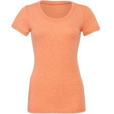 CAMISETA NARANJA TRIPLE MEZCLA CUELLO REDONDO DAMAS MODA CAMISETA ROPA ALGODÓN S-XL