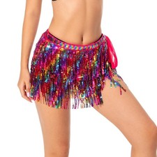 Bauchtanzrock für Damen, Tanzperformance, Pailletten-Wrap für Strandmädchen