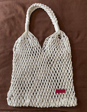 Bolso de Mano Macramé Ganchillo Reutilizable Playa Hippie Festival BOHO Mango Trenzado NUEVO