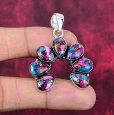 Joyería colgante de plata de ley 925 hecha a mano con piedras preciosas de ostra espinosa rosa