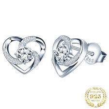 Pendientes mujer plata de ley 925 corazón circonita pendientes joyería regalo mujer