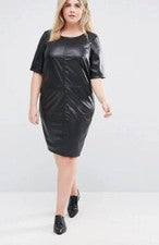 Vestido de lujo para mujer de cuero de piel de cordero negro genuino cóctel fiesta damas