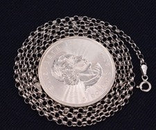 Collar de cadena Rolo redondo de 3 mm de plata de ley 925 sólida real TODOS LOS TAMAÑOS rodio