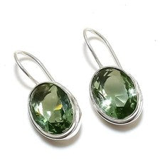 Pendientes de amatista verde plata de ley 925 hechos a mano piedras preciosas colgantes joyería