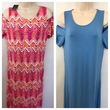 Maxi Vestido Largo Hombro Frío Design History Para Mujer Pequeño Rosa Azul